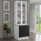 Kit Balcão + Cristaleira 70cm Branco/preto Lux Madesa 01