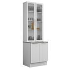 Kit Balcão + Cristaleira 70cm Branco Veludo Lux Madesa 01