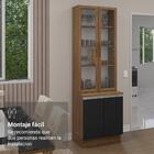 Kit Balcão + Cristaleira 70cm Rustic/preto Glamy Madesa 01