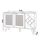 Kit Balcão Buffet Para Sala Estar Com Espelho Decorativo 91cm