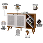 Kit Balcão Buffet Para Sala Estar Com Espelho Decorativo 91cm