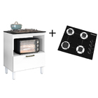Kit Balcão Cooktop 1 Porta C/fogão Cooktop 4 Bocas Preto Bivo