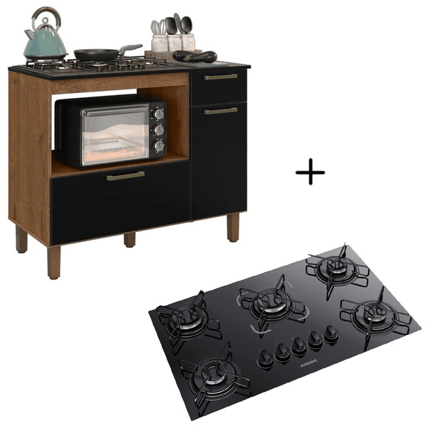 Kit Balcão Cooktop Itatiaia Com 2 Portas E 1 Gaveta E Fogão C