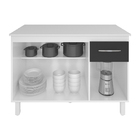 Kit Balcão Cozinha Gabinete Anitta 118 Cm Branco Frente Preta