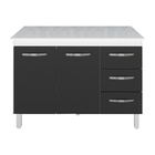 Kit Balcão Cozinha Gabinete Aurora 98 Cm Branco Frente Preta