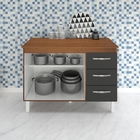 Kit Balcão Cozinha Gabinete Bianca 118 Cm Savana Frente Preta