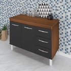 Kit Balcão Cozinha Gabinete Bianca 118 Cm Savana Frente Preta