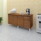 Kit Balcão Cozinha Gabinete Carina 138 Cm Savana Frente Savan