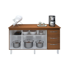 Kit Balcão Cozinha Gabinete Carina 138 Cm Savana Frente Savan