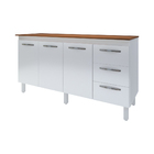 Kit Balcão Cozinha Gabinete Diana 148 Cm Branco Com Tampo Tam