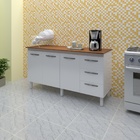Kit Balcão Cozinha Gabinete Emily 157 Cm Branco Com Tampo Tam