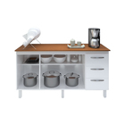 Kit Balcão Cozinha Gabinete Emily 157 Cm Branco Com Tampo Tam