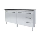 Kit Balcão Cozinha Gabinete Emily 157 Cm Branco Com Tampo Tam