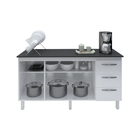 Kit Balcão Cozinha Gabinete Emily 157 Cm Branco Com Tampo Tam