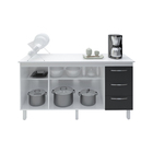 Kit Balcão Cozinha Gabinete Emily 157 Cm Branco Frente Preta