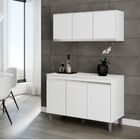 Kit Balcão De Cozinha E Aéreo Manu Branco 120 Cm Com Tampo