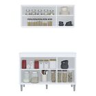 Kit Balcão De Cozinha E Aéreo Manu Branco 120 Cm Com Tampo