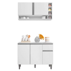 Kit Balcão De Cozinha E Armário Aéreo Elis Branco - Pallazio