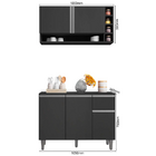 Kit Balcão De Cozinha E Armário Aéreo Elis Cinza - Pallazio