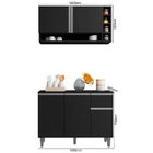 Kit Balcão De Cozinha E Armário Aéreo Elis Preto - Pallazio