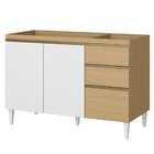 Kit Balcão De Pia E Armário 2 Portas Com Vidro 120cm Nevasca