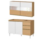 Kit Balcão De Pia E Armário 2 Portas Com Vidro 120cm Nevasca