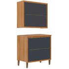 Kit Balcão E Armário Aéreo 80 Cm Com 2 Portas Opala Carvalho/