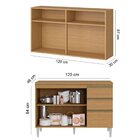 Kit Balcão E Armário Aéreo Com Vidro 1,20 Cm Nevasca Atacama/