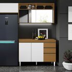 Kit Balcão E Armário Aéreo Com Vidro 1,20 Cm Nevasca Atacama/