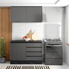 Kit Balcão E Armário Aéreo Para Cozinha Pequena Grafite Etna