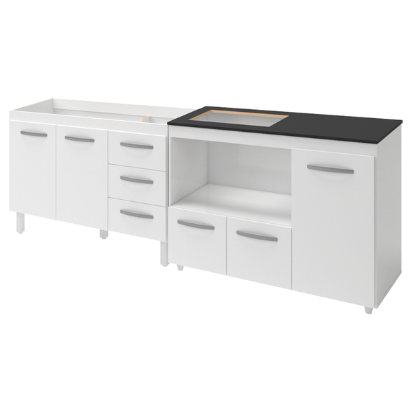 Kit Balcão Para Pia 118 Cm Bianca Branco Com Balcão Para Cook