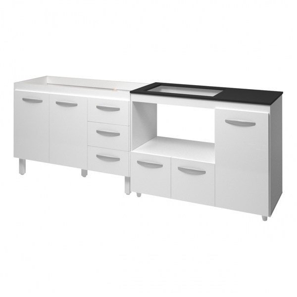 Kit Balcão Para Pia 118 Cm Bianca Branco Com Balcão Para Cook