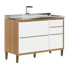 Kit Balcão Para Pia E Armário Aéreo Com Vidro 1,20 Cm Opala C