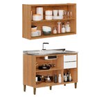 Kit Balcão Para Pia E Armário Aéreo Com Vidro 1,20 Cm Opala C