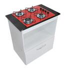 Kit Balcão Salvia Branco Com Cooktop Vermelho 4 Bocas Bivolt