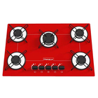 Kit Balcão Salvia Branco Com Cooktop Vermelho 5 Bocas Bivolt