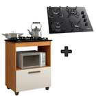Kit Balcão Salvia Mais Fogão Cooktop 4 Bocas Preto Chamalux