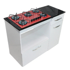 Kit Balcão Violeta Branco Com Cooktop Vermelho 5 Bocas Bivolt