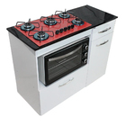 Kit Balcão Violeta Branco Com Cooktop Vermelho 5 Bocas E Forn