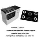 Kit Balcão Violeta Branco Com Cooktop Vermelho 5 Bocas Forno