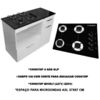 Kit Balcão Violeta Com Cooktop Azul 4 Bocas Bivolt