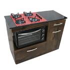 Kit Balcão Violeta Ipê Com Cooktop Vermelho 4 Bocas E Forno E