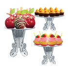 Kit Bandeja Acrilico Prata Para Evento 3 Pçs