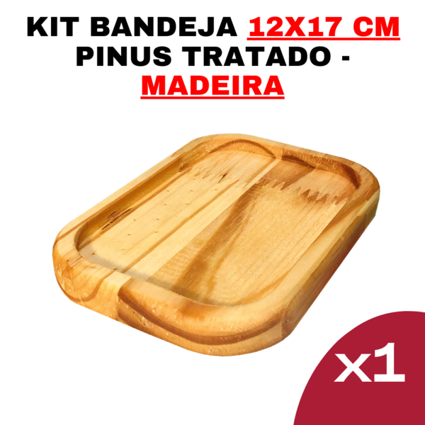 Kit Bandeja de Madeira 12x17cm - RG - Nº6 Cozinha - Elegante