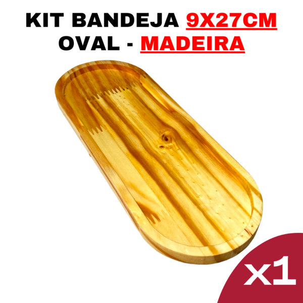 Kit Bandeja de Madeira 27,5x9,5 - Oval - Sustentável-Design-E
