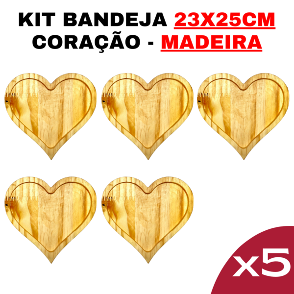 Kit Bandeja De Madeira - Modelo Coração G - -Decoração-Rústic