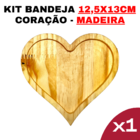 Kit Bandeja De Madeira Pinus 13,5x12 - Modelo Coração - -Deco