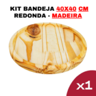 Kit Bandeja de Madeira Pinus 40cm - Modelo Circular -Sustentá