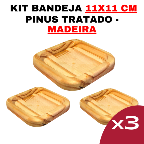 Kit Bandeja De Madeira - Tamanho Nº4 Cozinha - Jogo De Cozinh