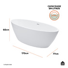 Kit Banheira de Imersão Acrílico 170 cm Rubi  e Misturador de